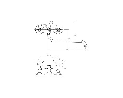 Смеситель для ванны Haiba HB2212 универсальный Хром
