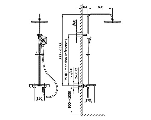 Душевая система Vincea Next VSFS-1N1TCH с термостатом Хром