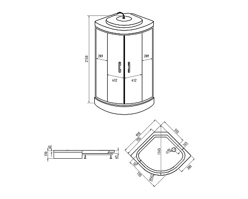 Душевая кабина Erlit Comfort 90х90 ER3509PF-C3-RUS с гидромассажем
