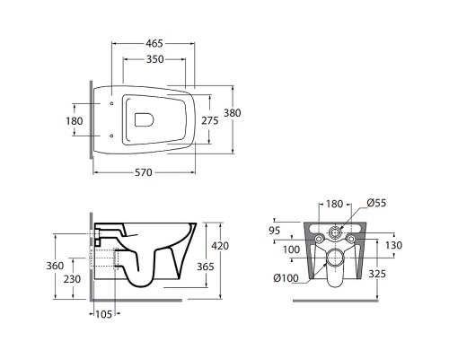 Унитаз Azzurra Hera HEVKSPE00000BI подвесной без сиденья