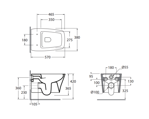 Унитаз Azzurra Hera HEVKSPE00000BI подвесной без сиденья