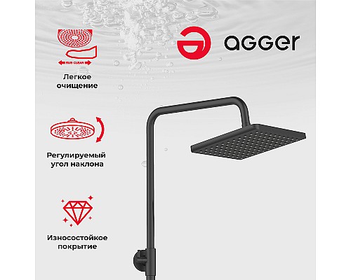 Душевая система Agger Brilliant A0394444 Черная матовая