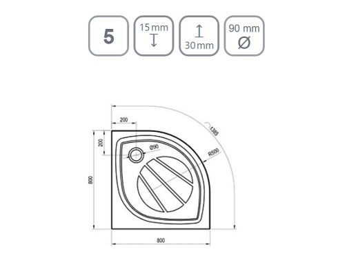Душевой поддон из искусственного камня Ravak Elipso Pro 80х80 XA234401010WM Белый матовый