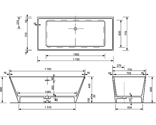 Ванна из искусственного камня Эстет Манхэттен 175х77