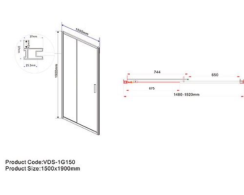 Душевая дверь Vincea Garda 150 VDS-1G150CL профиль Хром стекло прозрачное