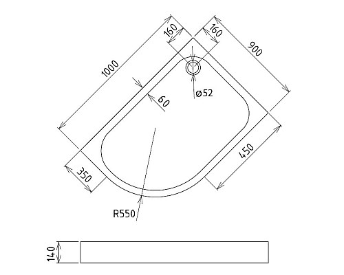 Акриловый поддон для душа Gemy 100х90 ST19 R Белый