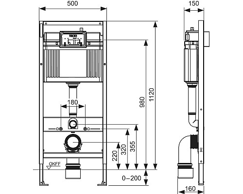 Инсталляция Tece Base 9400413 для подвесного унитаза с Белой кнопкой смыва