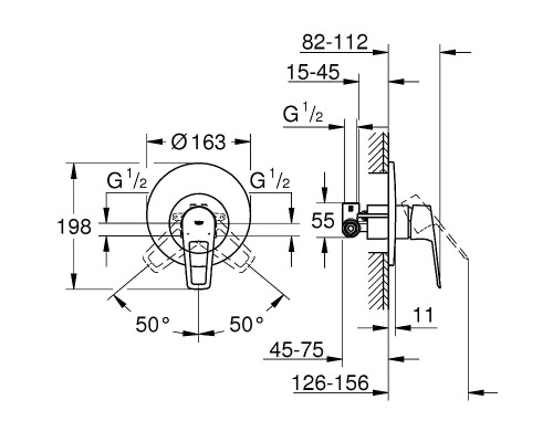 Смеситель для душа Grohe BauLoop 29080001 Хром