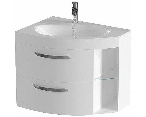 Тумба под раковину De Aqua Трио Люкс New 80 L 201706 угловая подвесная Белая Тумба под раковину De Aqua Трио Люкс New 80 L 201706 угловая подвесная Белая