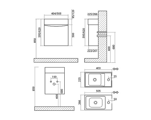 Тумба под раковину Art&Max Liberty-500-1D-SO-BL-R подвесная Белый глянец