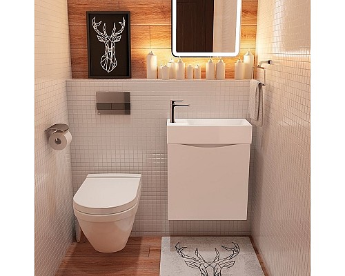 Тумба под раковину Art&Max Liberty-500-1D-SO-BL-R подвесная Белый глянец