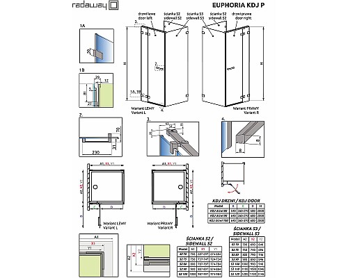 Душевая дверь Radaway Euphoria KDJ 60 383612-01R профиль Хром стекло прозрачное