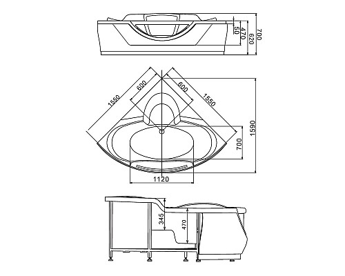 Акриловая ванна Gemy G9025 II C 155х155