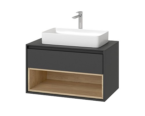 Тумба под накладную раковину Excellent Tuto 80 см серый/дуб, 1 ящик