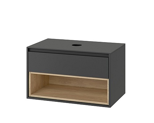 Тумба под накладную раковину Excellent Tuto 80 см серый/дуб, 1 ящик