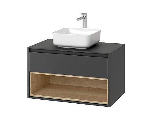 Тумба под накладную раковину Excellent Tuto 80 см серый/дуб, 1 ящик