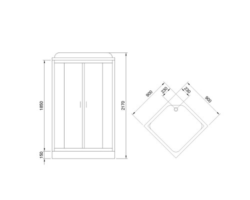 Душевая кабина Royal Bath HP 90х90 стекло прозрачное задняя стенка Белая