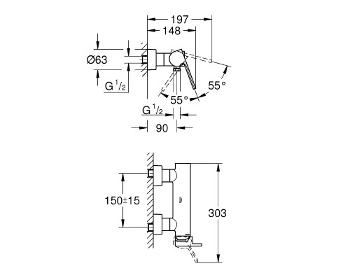 Смеситель для душа Grohe Plus Хром