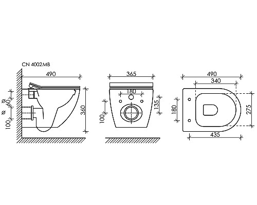 Комплект унитаза с инсталляцией Ceramica Nova Metropol CN4002MB_1002B_1000 с сиденьем Микролифт и Черной матовой клавишей смыва