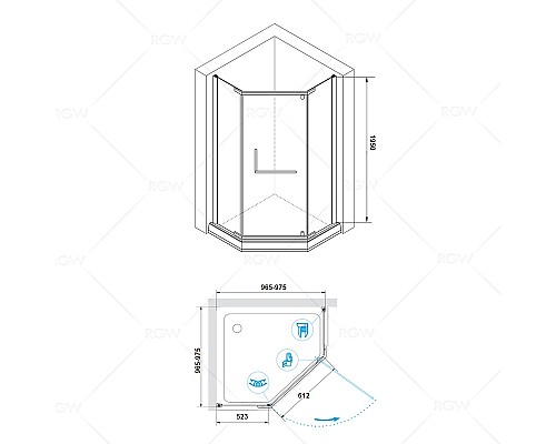 Душевой уголок RGW Passage PA-081 100x100 35088100-11 профиль Хром стекло прозрачное