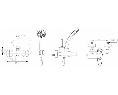 Смеситель для ванны Bravat Spring F679113C-B Хром