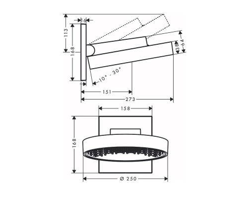 Верхний душ Hansgrohe хром