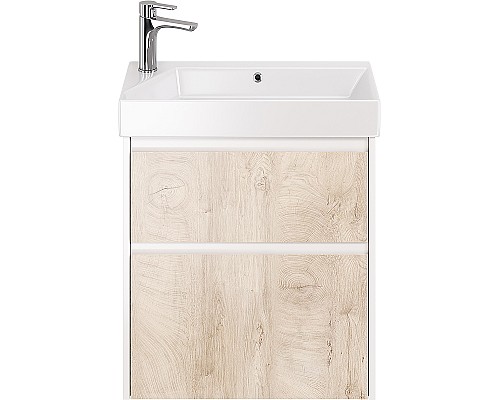 Тумба под раковину Dreja Slim 65 99.0501 подвесная Дуб кантри Белый глянец