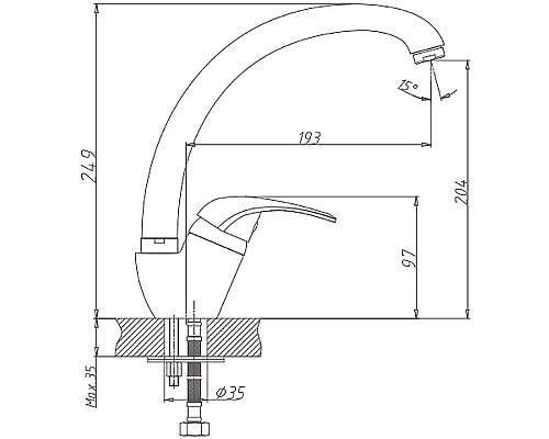 Смеситель для кухни Haiba HB4103 Хром