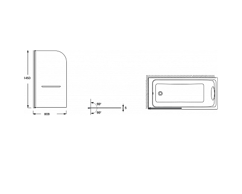 Экран на ванну Jacob Delafon реверсивный E4932GA
