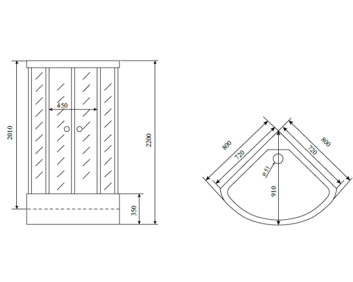 Душевая кабина Timo Standart 80x80 T-1180 с гидромассажем