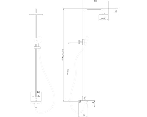 Душевая система Abber Weiss Insel AF8020B Черная матовая