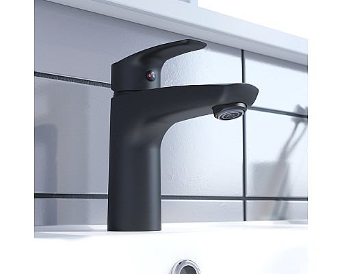 Смеситель для умывальника черный IDDIS Ray RAYBL00i01