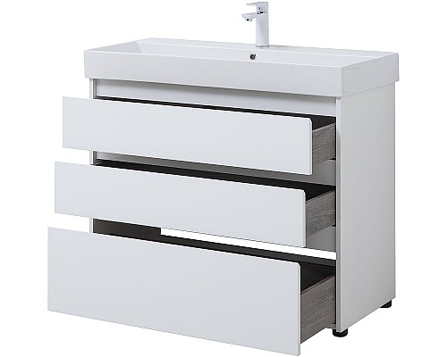 Тумба под раковину Aquanet Nova Lite 100 302478 Белый глянец