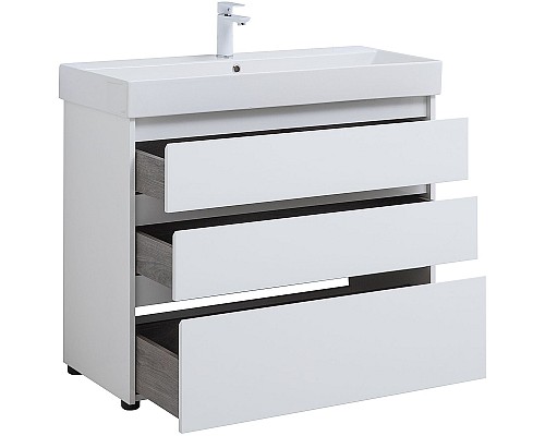 Тумба под раковину Aquanet Nova Lite 100 302478 Белый глянец