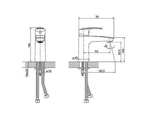 Смеситель для умывальника черный IDDIS Ray RAYBL00i01