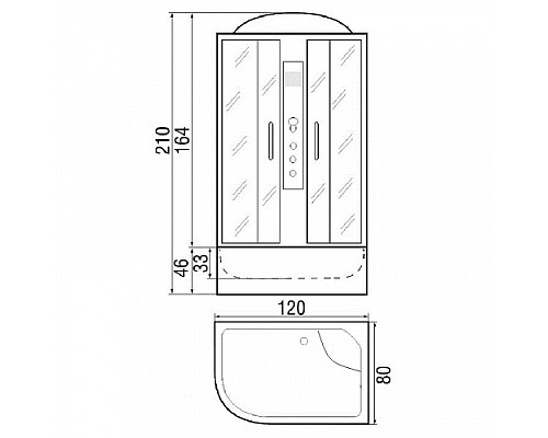 Душевая кабина Стандарт DUNAY 120/80/46 L МТ с поддоном Душевая кабина Стандарт DUNAY 120/80/46 L МТ с поддоном