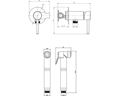 Гигиенический душ со смесителем Veragio Sanremo 30376 Хром