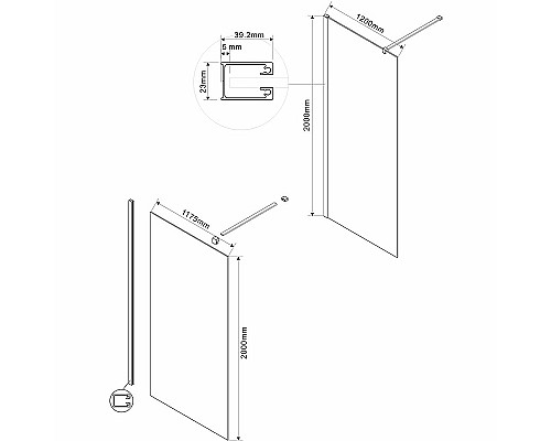 Душевая перегородка Vincea Walk-In 120 VSW-1H120CGGM Вороненая сталь