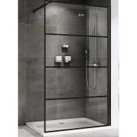 Душевая перегородка Abber Immer Offen 100 AG65100B профиль Черный стекло прозрачное