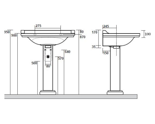 Раковина Kerasan Waldorf 4141K1bi/cr*3 80