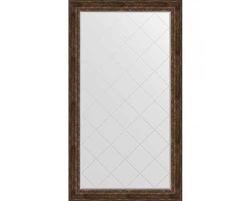 Зеркало Evoform Exclusive-G Floor 207х117 BY 6380 с гравировкой в багетной раме - Состаренное дерево с орнаментом 120 мм