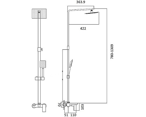 Душевая система Haiba HB24803-2 Нержавеющая сталь