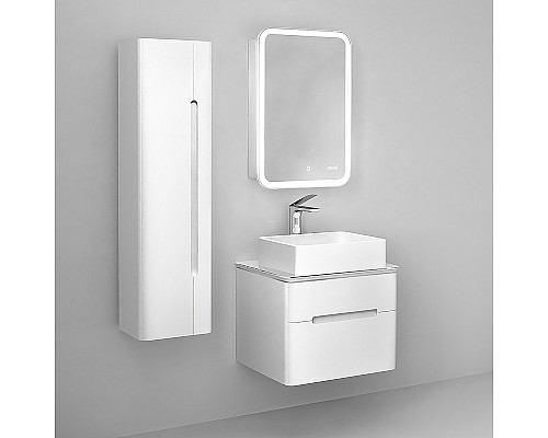 Зеркальный шкаф Jorno Bosko 60 Bos.03.60/W с подсветкой с часами