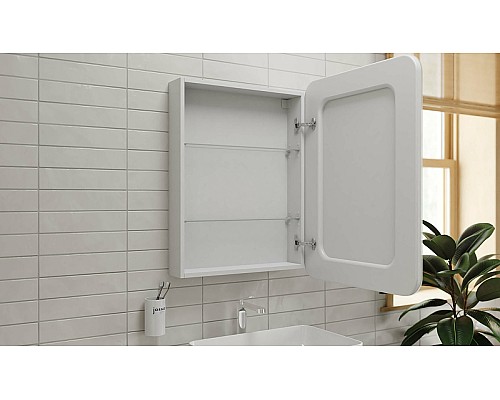 Зеркальный шкаф Jorno Bosko 60 Bos.03.60/W с подсветкой с часами