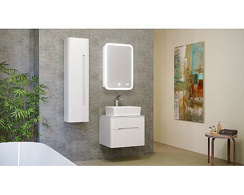 Зеркальный шкаф Jorno Bosko 60 Bos.03.60/W с подсветкой с часами