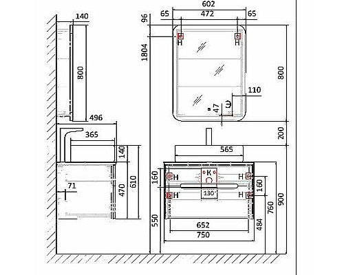 Зеркальный шкаф Jorno Bosko 60 Bos.03.60/W с подсветкой с часами