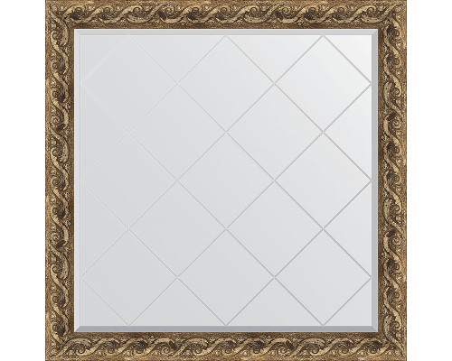 Зеркало Evoform Exclusive-G 106х106 BY 4442 с гравировкой в багетной раме - Фреска 84 мм