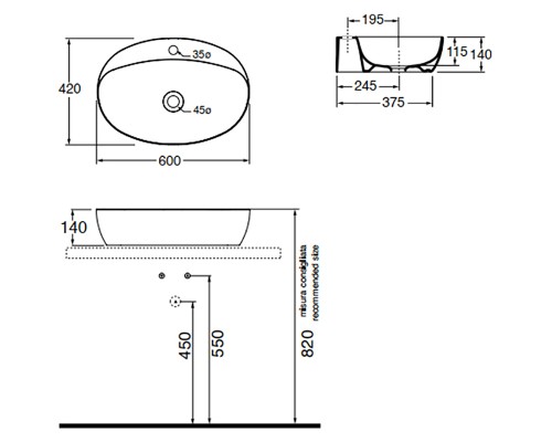 Раковина Azzurra Elegance Circle 60 ELLA060420CMBI/(ECI60M bi)*1 Белая