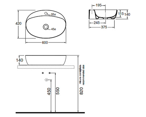 Раковина Azzurra Elegance Circle 60 ELLA060420CMBI/(ECI60M bi)*1 Белая