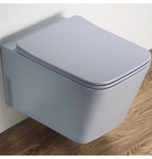 Унитаз CeramaLux подвесной Голубой матовый с сиденьем Микролифт